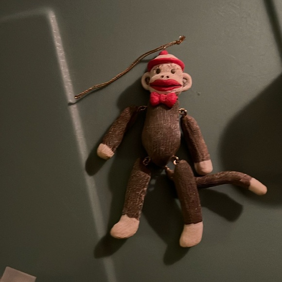 NWOT ceramic sock monkey ornament - Picture 1 of 2